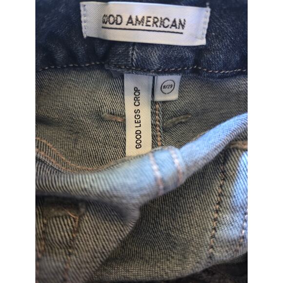 Good American Good Legs Crop Jeans 8/29 Womens Mid Rise Medium Wash Skinny - Picture 5 of 6